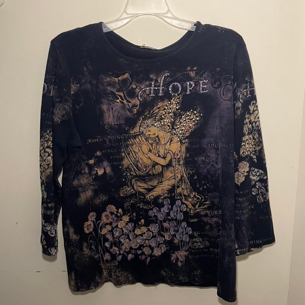 Affliction Style Women's Black and Navy Angel Shirt